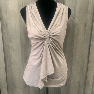 Dressfo Fashions Dramatic Neckline Sleeveless Taupe Top Women's Size S